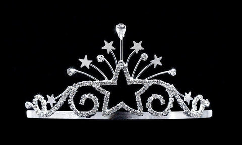 #16369 - Radiant Star Tiara with Combs - 2.5" Tiaras up to 3" Rhinestone Jewelry Corporation