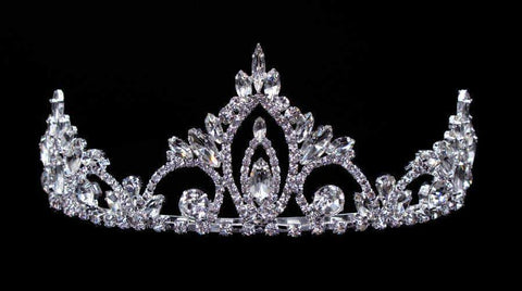 #16445 - Pageant Prime Tiara with Combs - 2.5" Tiaras up to 3" Rhinestone Jewelry Corporation