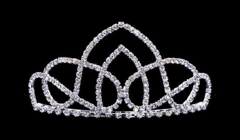 #16732 - Simple Arch Tiara with Combs - 2.75" Tiaras up to 3" Rhinestone Jewelry Corporation