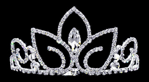 #16733 Lotus Tiara with Combs - 3" Tiaras up to 3" Rhinestone Jewelry Corporation