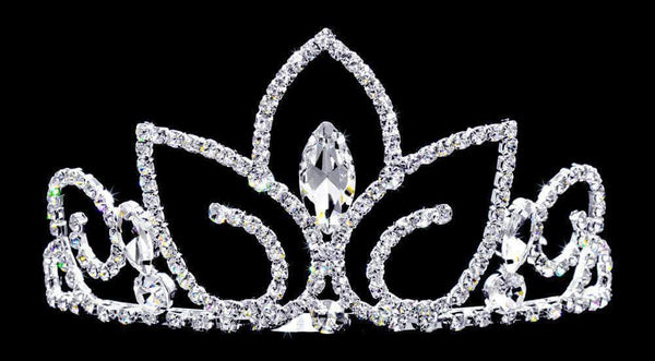 Austrian Rhinestone Lotus Pageant Tiara Crown with Combs Austrian Rhinestone Lotus Pageant Tiara Crown with Combs main image 4
