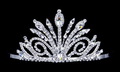 #17090 - Peacock Tiara with Combs - 2.75" Tiaras up to 3" Rhinestone Jewelry Corporation