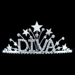 #17170 - Rhinestone DIVA Star Tiara with Shooting Stars - 2.25" 