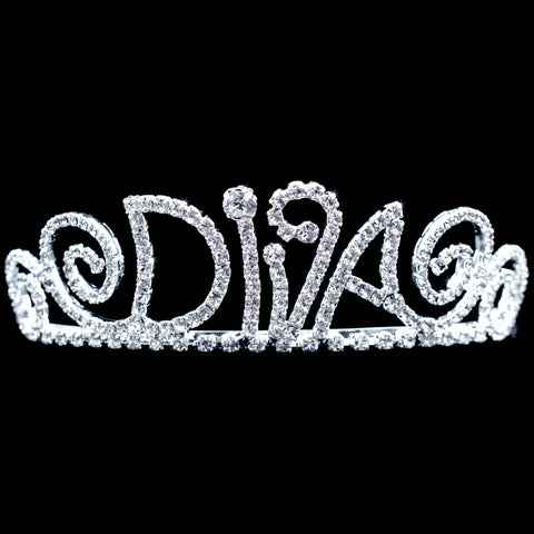 #17171 - Royal DIVA Tiara with Combs - 1.75" Tiaras up to 3" Rhinestone Jewelry Corporation