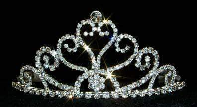 Tall Heart Tiara #12578 Tiaras up to 3" Rhinestone Jewelry Corporation