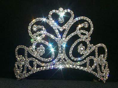 #11867SM - Small Flourishing Heart Tiara  - Contoured Tiaras up to 4" Rhinestone Jewelry Corporation