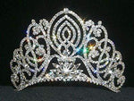 #11919 Large Living Orchid Tiara Tiaras up to 4" Rhinestone Jewelry Corporation