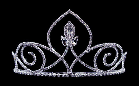 #14085 Pointed Navette Tiara with Combs - 3.25" Tiaras up to 4" Rhinestone Jewelry Corporation