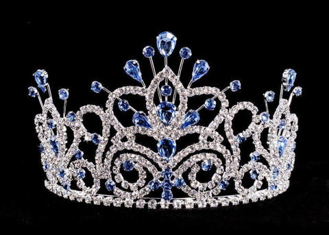 #16107 - Maus Spray Crown - Light Sapphire - 4" Tiaras up to 4" Rhinestone Jewelry Corporation