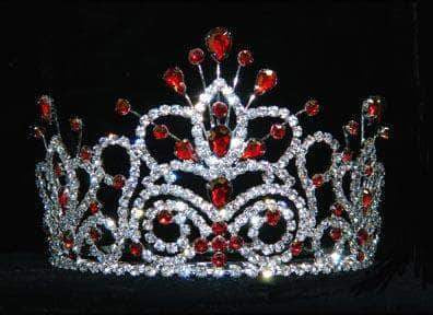 #16107 - Maus Spray Crown - Light Siam - 4" Tiaras up to 4" Rhinestone Jewelry Corporation