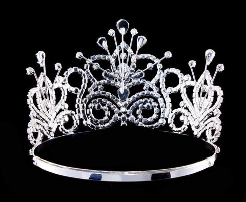 #16107CRYST - Maus Spray Crown - Clear Crystal - 4" Tiaras up to 4" Rhinestone Jewelry Corporation