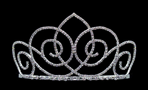 #16575 - Swirl Twirl Tiara with Combs - 3.5" Tiaras up to 4" Rhinestone Jewelry Corporation