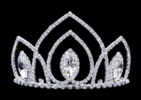 #16736 - Navette Arch Tiara with Combs - 3.25" Tiaras up to 4" Rhinestone Jewelry Corporation