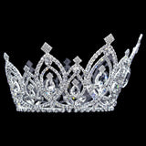 #17207 - Extreme Sparkle Full Crown with Rings - 4" Tiaras up to 4" Rhinestone Jewelry Corporation