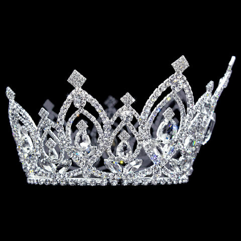 #17207 - Extreme Sparkle Full Crown with Rings - 4" Tiaras up to 4" Rhinestone Jewelry Corporation