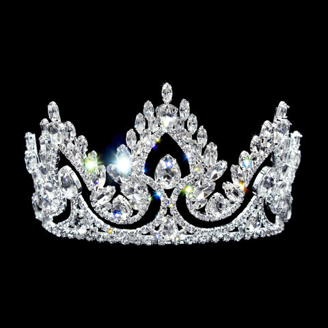 #17241 Fire in the Sky Tiara - 3.5" Tall with Combs Tiaras up to 4" Rhinestone Jewelry Corporation