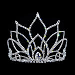 #17260- Blooming Lotus Tiara with Combs - 4" Tiaras up to 4 Rhinestone Jewelry Corporation