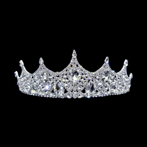 #17303 - Noble Beauty Tiara with Combs - 2.25" Tiaras up to 3" Rhinestone Jewelry Corporation
