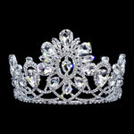 #17317- Majestic Magnolia Tiara with Combs - 4" Tall Tiaras up to 4" Rhinestone Jewelry Corporation