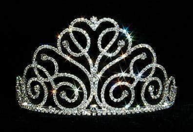 Scripted Heart Tiara #13132 Tiaras up to 4" Rhinestone Jewelry Corporation