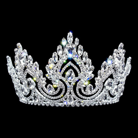 #17242 Fire in the Sky Tiara - 4.25" Tall with Combs Tiaras & Crowns up to 6" Rhinestone Jewelry Corporation