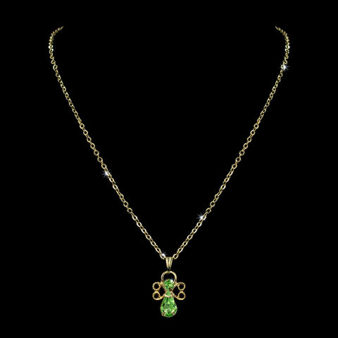 Trendy Jewelry #7346N-Peridot - Angel Necklace 18"