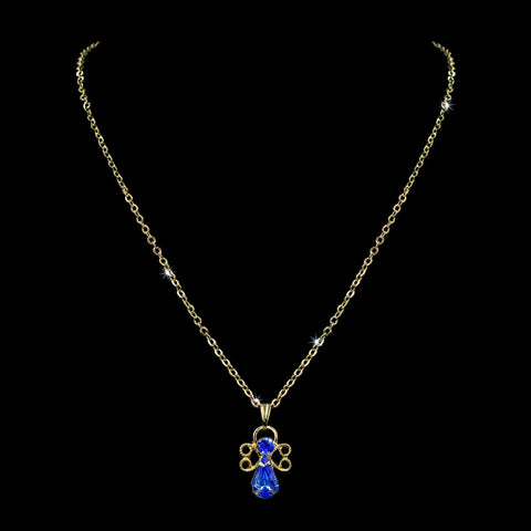 Trendy Jewelry #7346N-Sapphire - Angel Necklace 18"